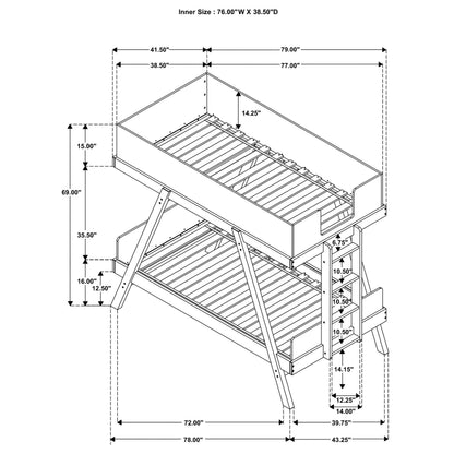 Coaster Furniture Frankie 460572T-SM Twin Over Twin Bunk Bed with 7-inch Mattresses - Blue IMAGE 5