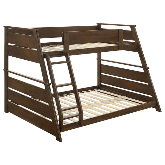  Coaster Furniture Holden 460593 Wood Veneer Twin Over Full Bunk Bed - Walnut IMAGE 1