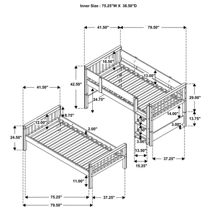  Coaster Furniture Dakota 461171 Wood Twin Over Twin Bunk Bed - Natural IMAGE 14