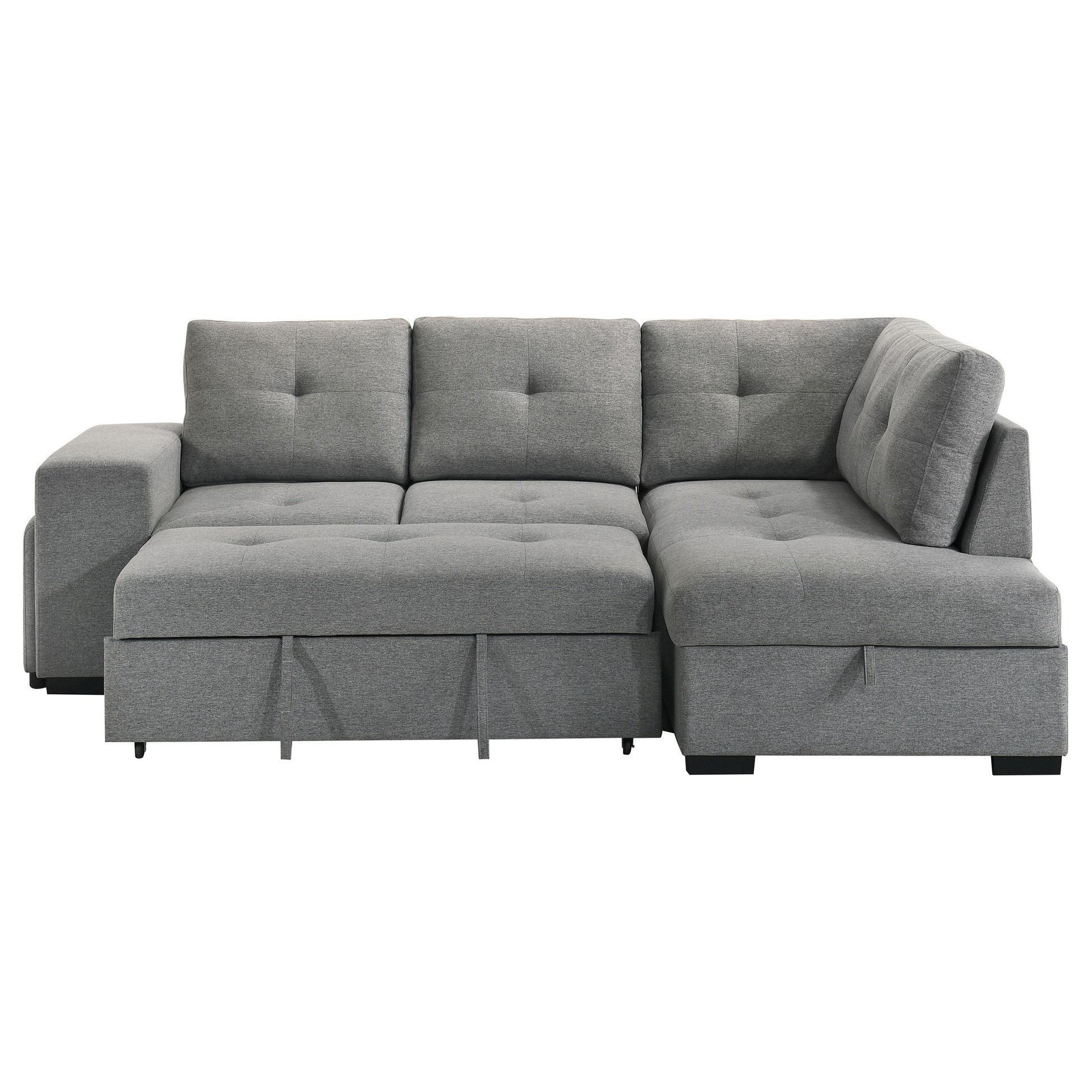  Coaster Furniture Roanne 500347 Fabric Upholstered Sleeper Sectional Sofa - Grey IMAGE 11