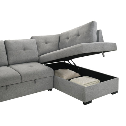  Coaster Furniture Roanne 500347 Fabric Upholstered Sleeper Sectional Sofa - Grey IMAGE 13
