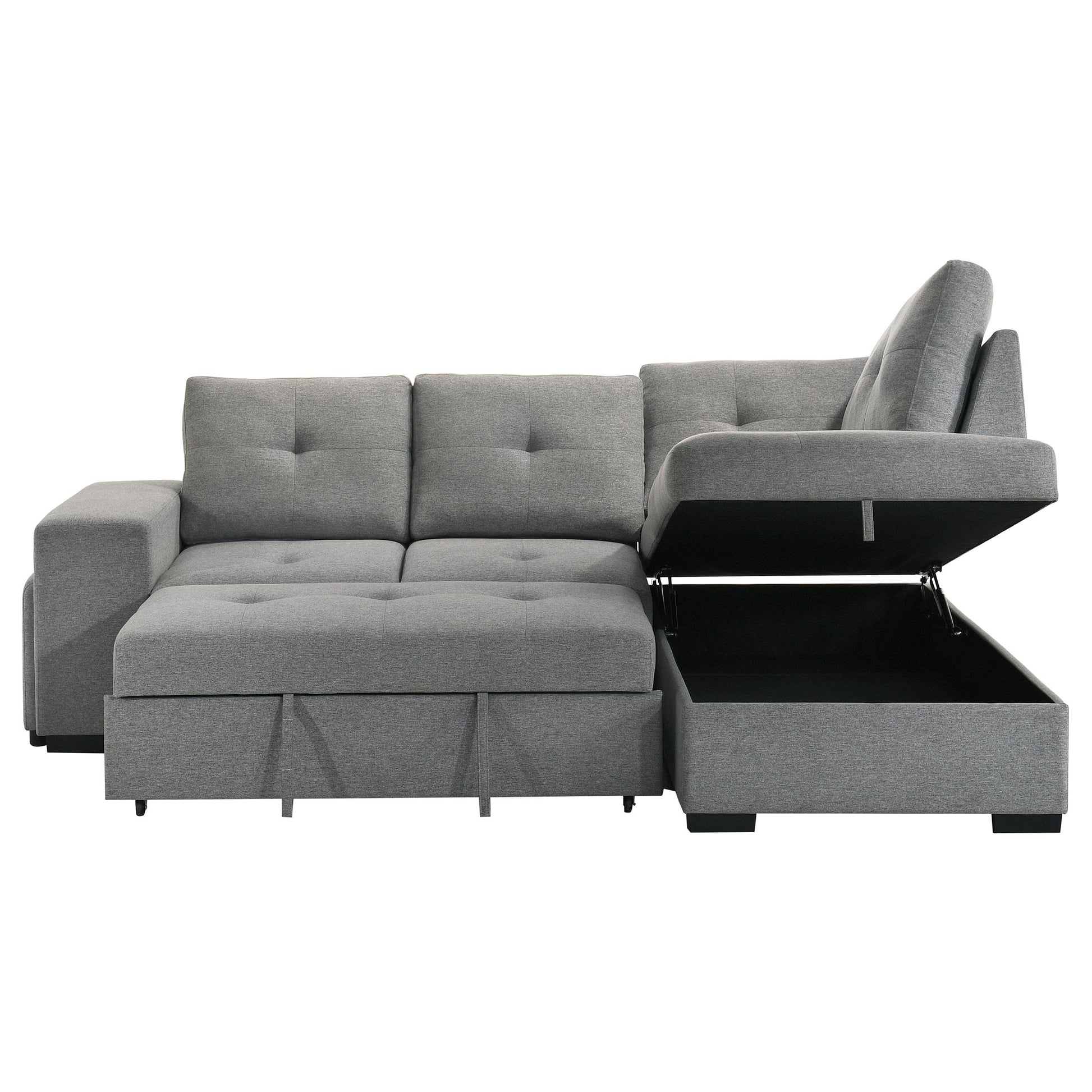  Coaster Furniture Roanne 500347 Fabric Upholstered Sleeper Sectional Sofa - Grey IMAGE 14