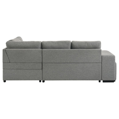  Coaster Furniture Roanne 500347 Fabric Upholstered Sleeper Sectional Sofa - Grey IMAGE 2
