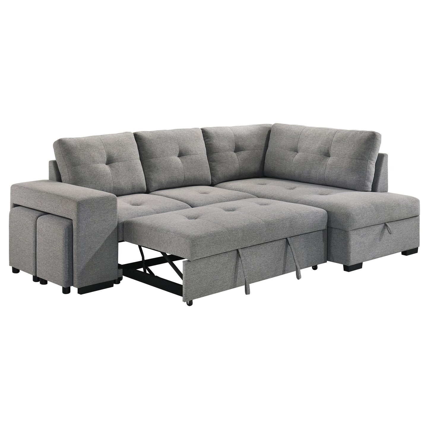  Coaster Furniture Roanne 500347 Fabric Upholstered Sleeper Sectional Sofa - Grey IMAGE 3