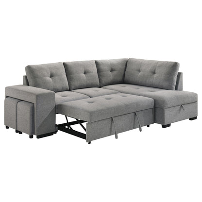  Coaster Furniture Roanne 500347 Fabric Upholstered Sleeper Sectional Sofa - Grey IMAGE 3