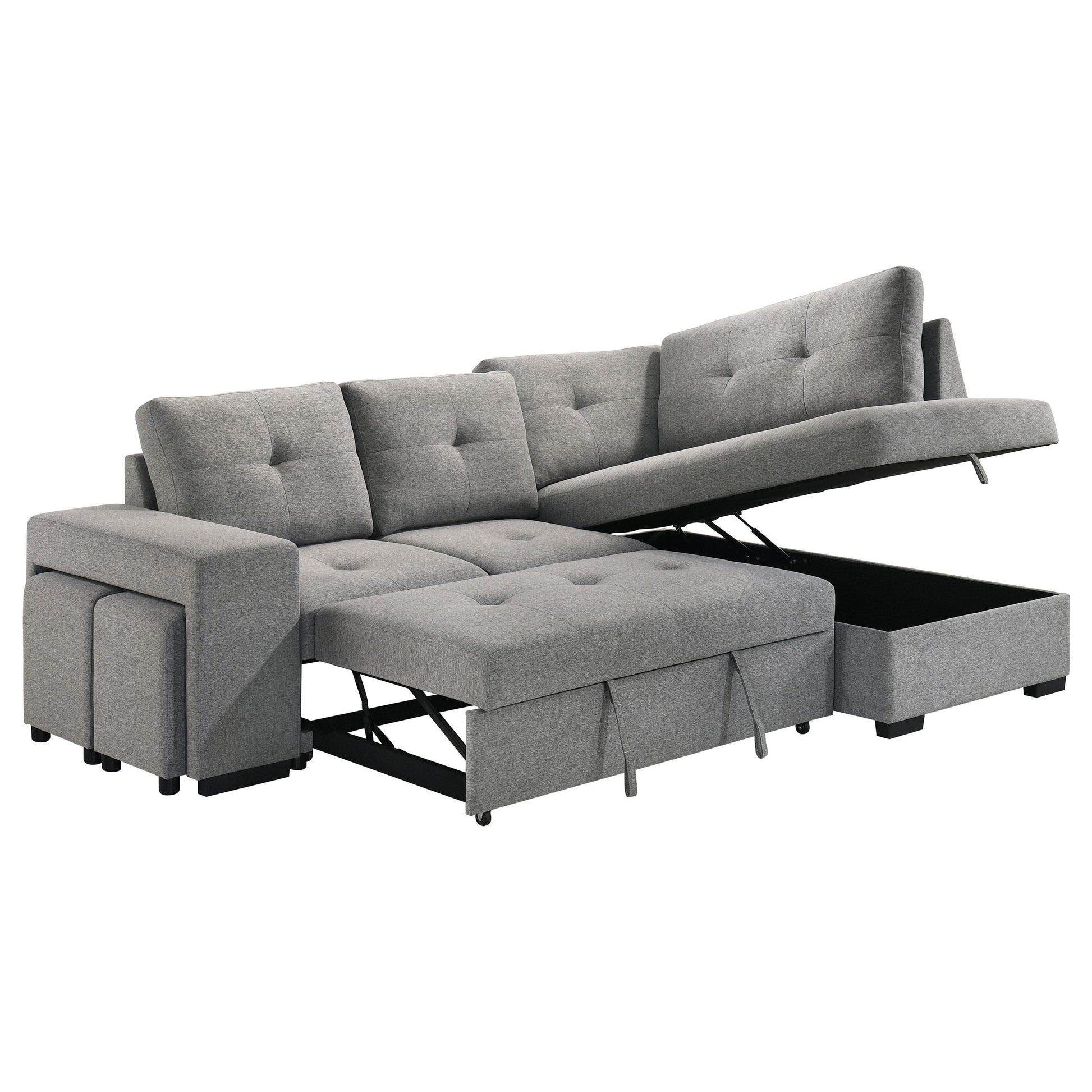  Coaster Furniture Roanne 500347 Fabric Upholstered Sleeper Sectional Sofa - Grey IMAGE 5