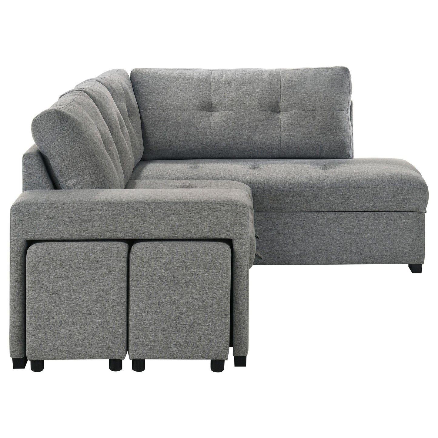  Coaster Furniture Roanne 500347 Fabric Upholstered Sleeper Sectional Sofa - Grey IMAGE 6