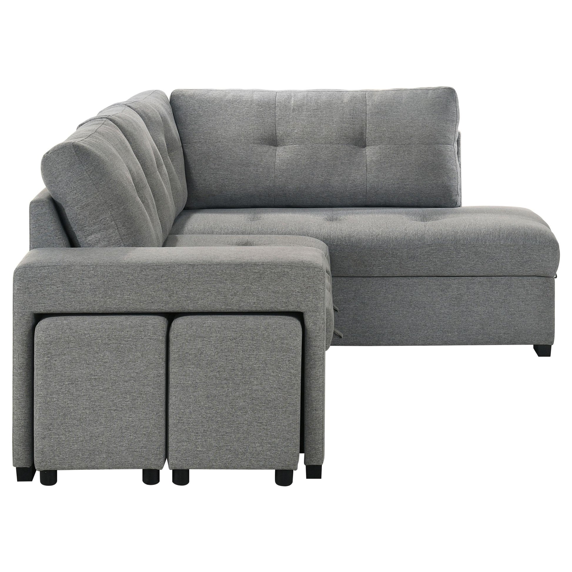  Coaster Furniture Roanne 500347 Fabric Upholstered Sleeper Sectional Sofa - Grey IMAGE 6