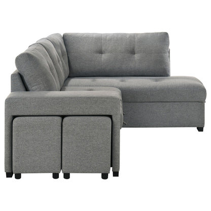  Coaster Furniture Roanne 500347 Fabric Upholstered Sleeper Sectional Sofa - Grey IMAGE 6