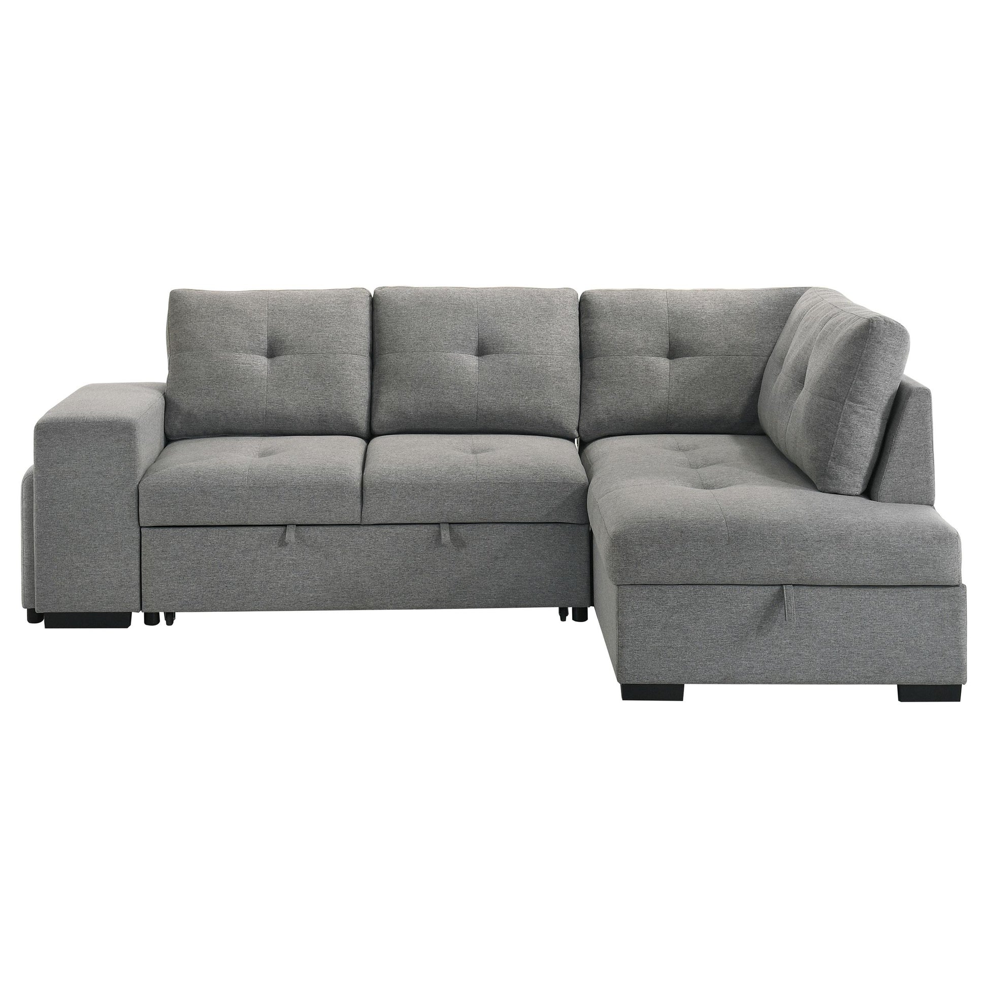  Coaster Furniture Roanne 500347 Fabric Upholstered Sleeper Sectional Sofa - Grey IMAGE 8