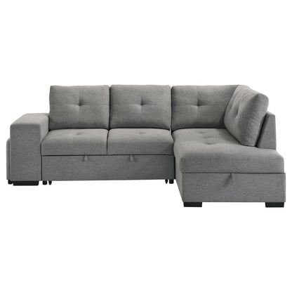  Coaster Furniture Roanne 500347 Fabric Upholstered Sleeper Sectional Sofa - Grey IMAGE 8