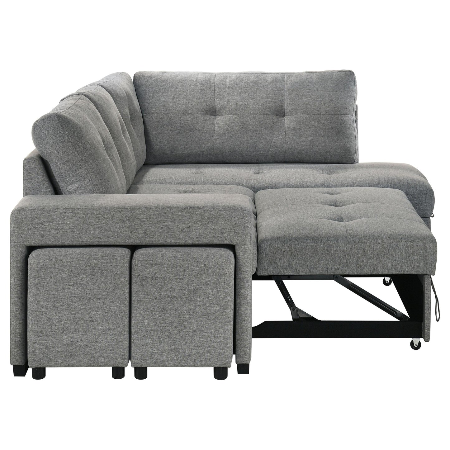  Coaster Furniture Roanne 500347 Fabric Upholstered Sleeper Sectional Sofa - Grey IMAGE 9