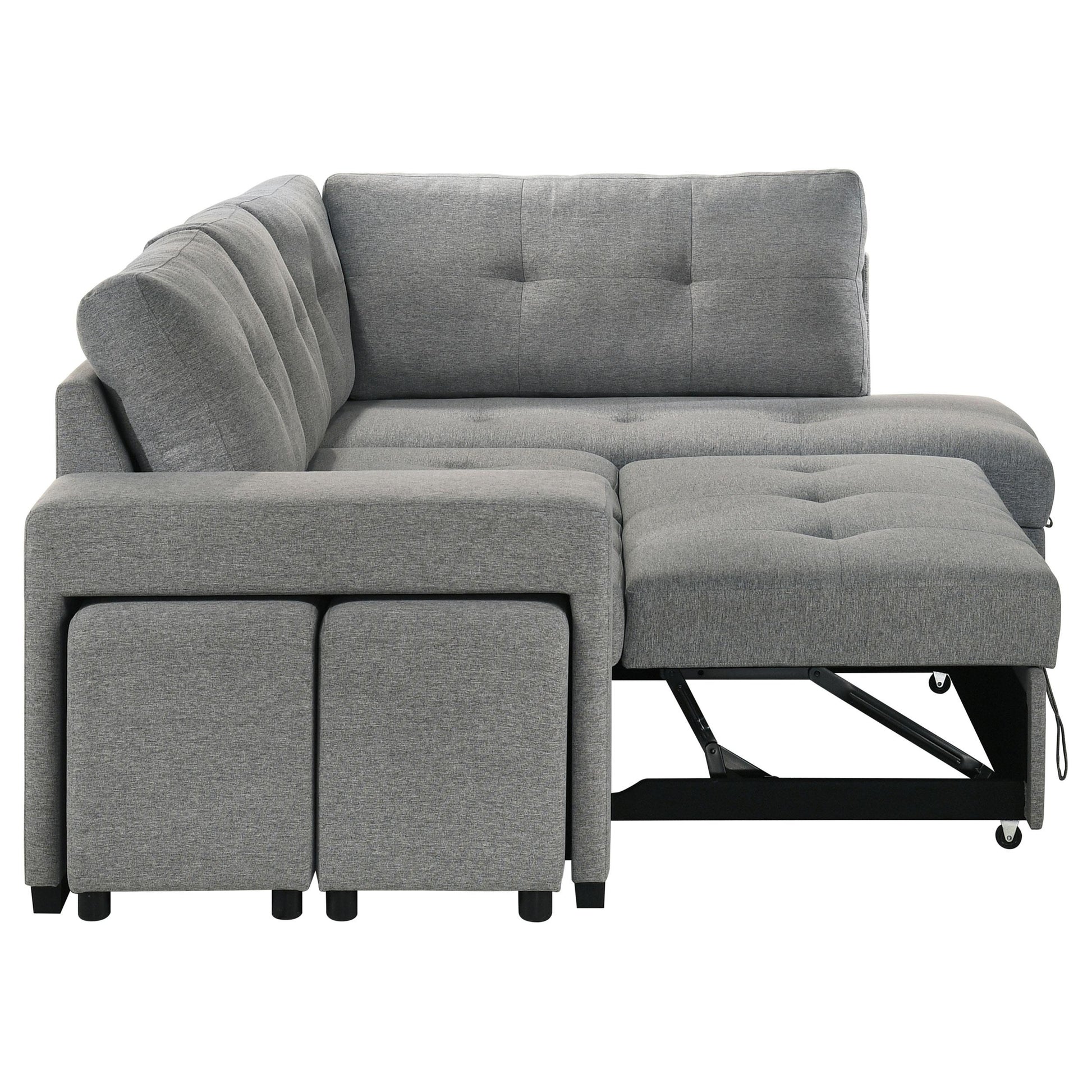  Coaster Furniture Roanne 500347 Fabric Upholstered Sleeper Sectional Sofa - Grey IMAGE 9