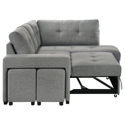  Coaster Furniture Roanne 500347 Fabric Upholstered Sleeper Sectional Sofa - Grey IMAGE 9