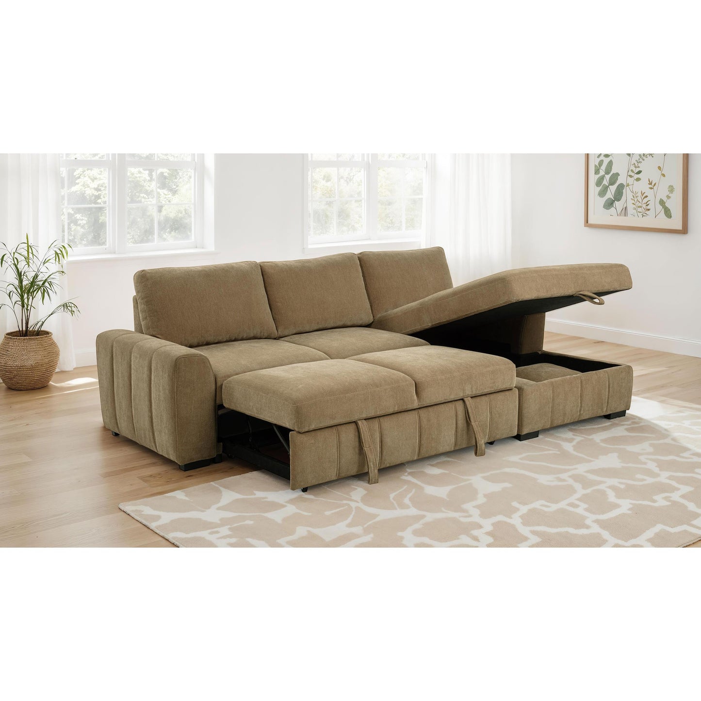  Coaster Furniture Pastrana 500348 Upholstered Sleeper Sectional Sofa RAF Chaise - Camel IMAGE 10