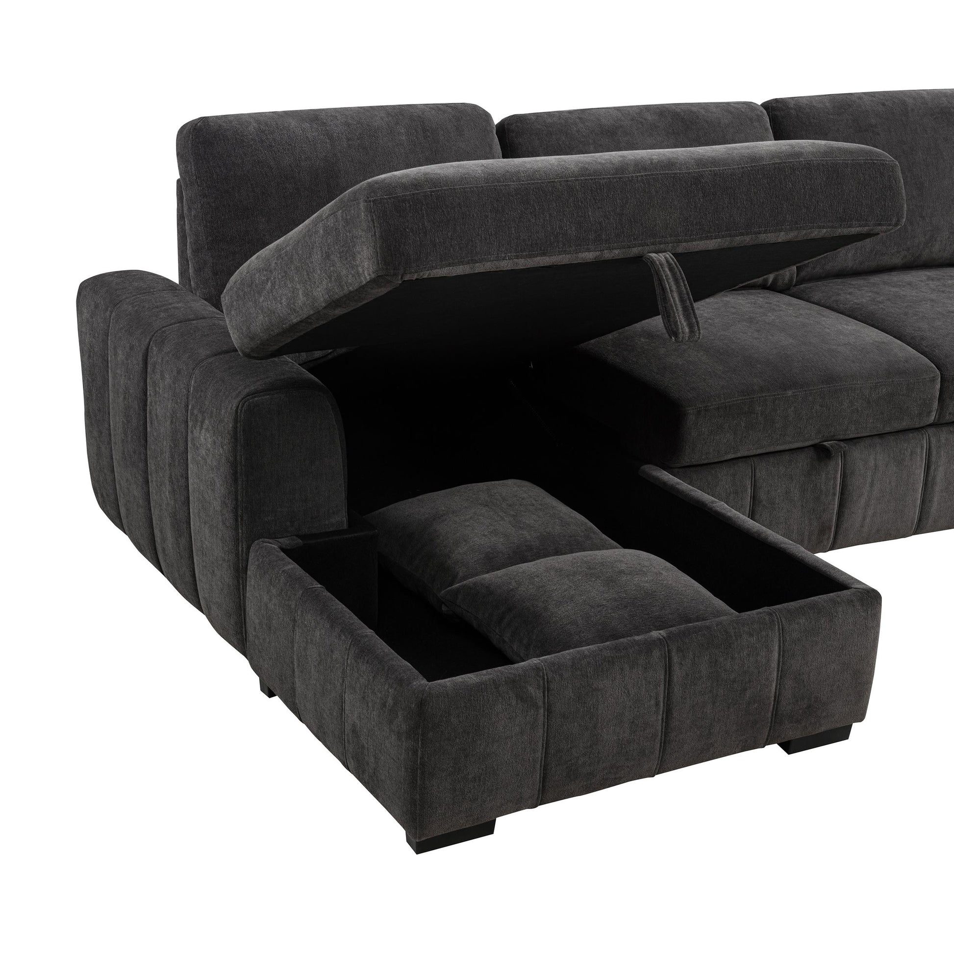  Coaster Furniture Pastrana 500349 Upholstered Sleeper Sectional Sofa LAF Chaise - Grey IMAGE 12