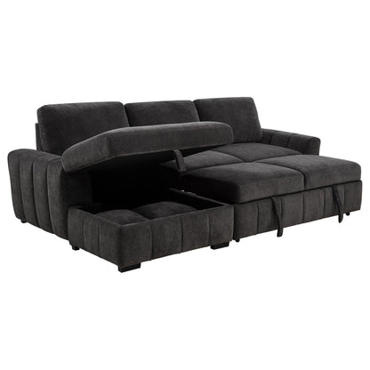  Coaster Furniture Pastrana 500349 Upholstered Sleeper Sectional Sofa LAF Chaise - Grey IMAGE 2