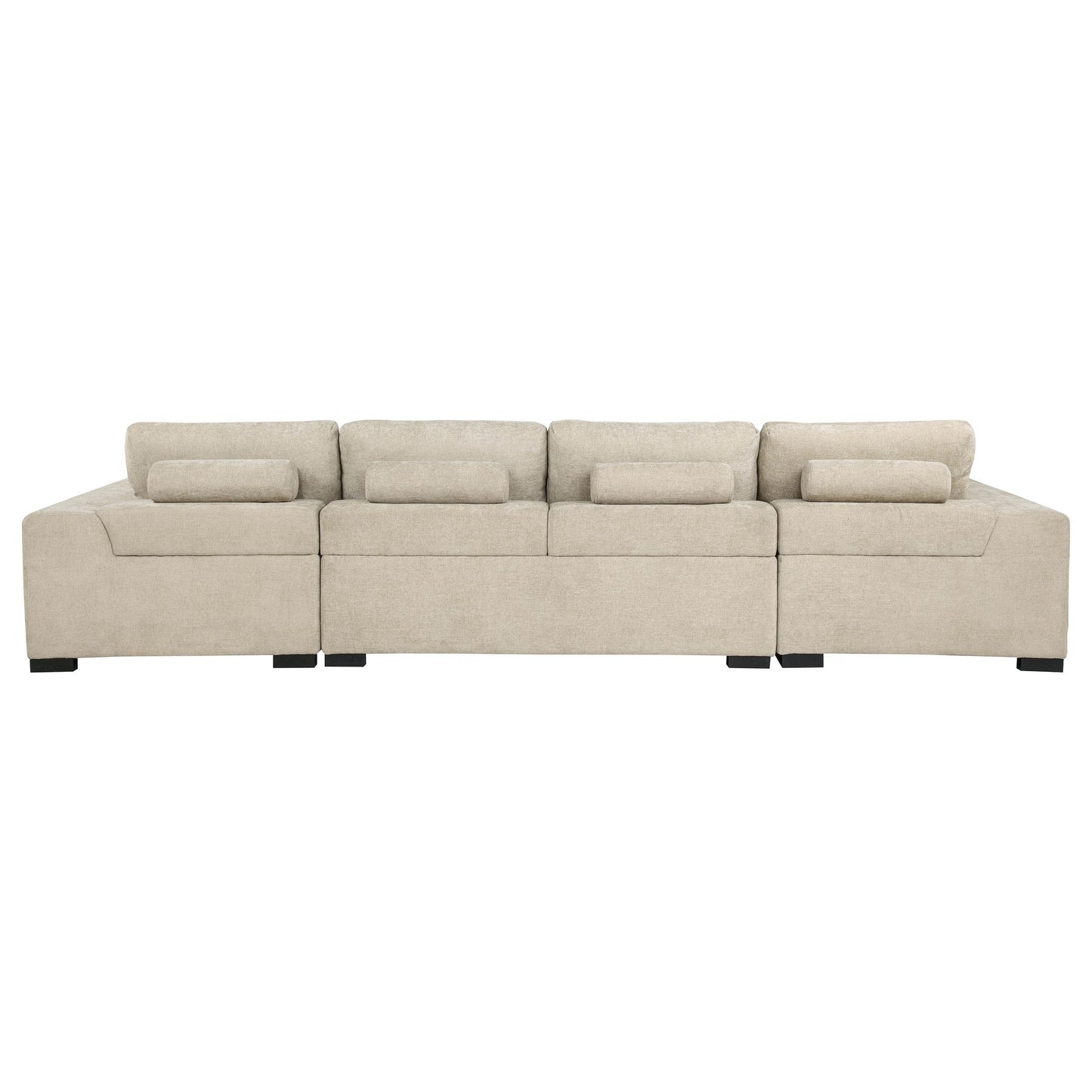  Coaster Furniture Cannella 500350 U-Shaped Double Chaise Upholstered Sectional Sofa - Beige IMAGE 2