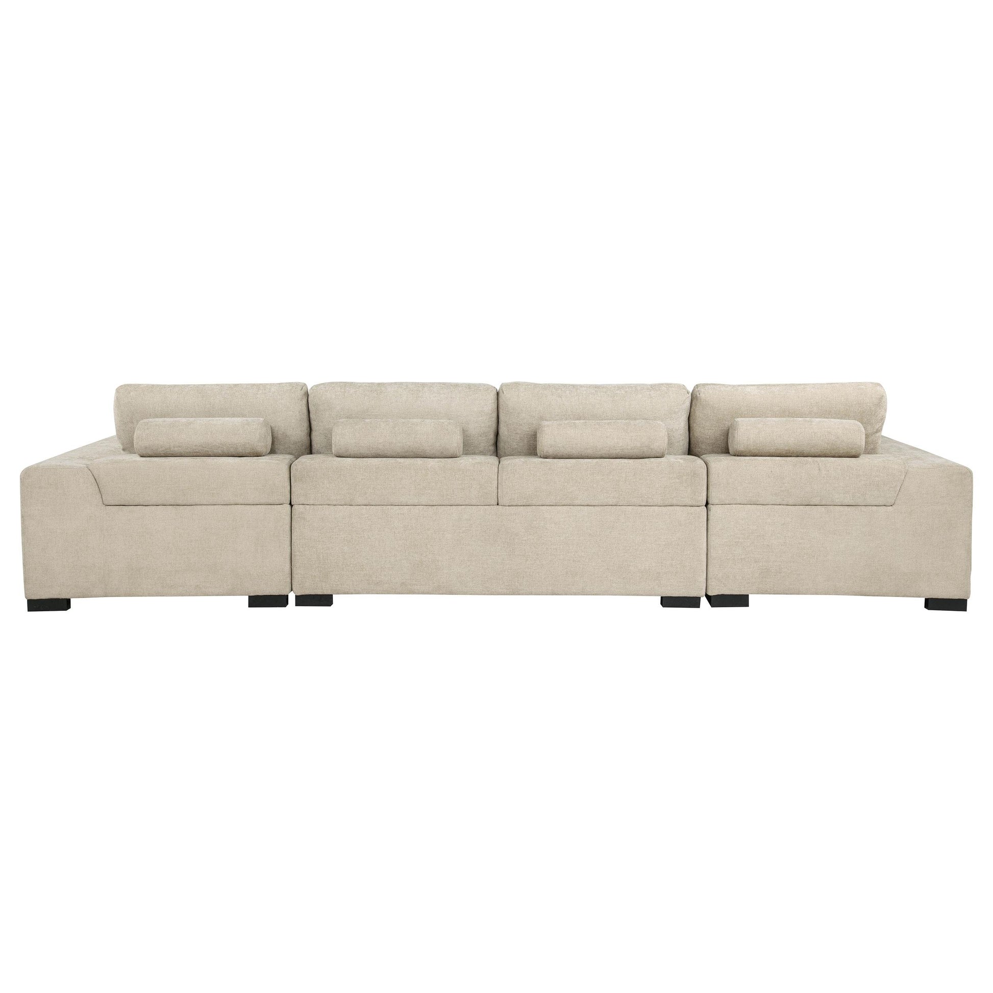  Coaster Furniture Cannella 500350 U-Shaped Double Chaise Upholstered Sectional Sofa - Beige IMAGE 2