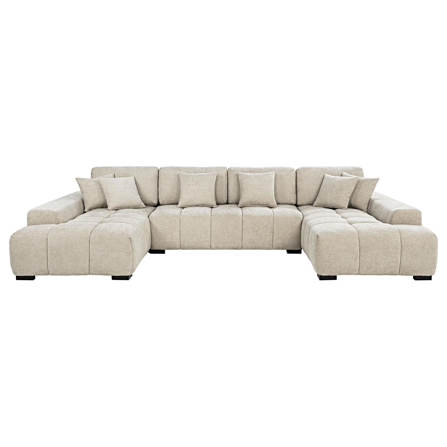  Coaster Furniture Cannella 500350 U-Shaped Double Chaise Upholstered Sectional Sofa - Beige IMAGE 3