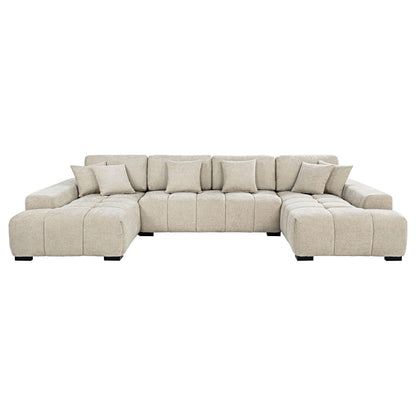 Coaster Furniture Cannella 500350 U-Shaped Double Chaise Upholstered Sectional Sofa - Beige IMAGE 3