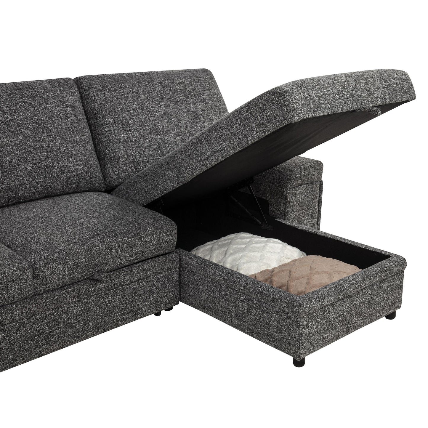  Coaster Furniture Demko 500355 Sleeper Sectional Sofa with Speaker and Storage Chaise - Granite IMAGE 13