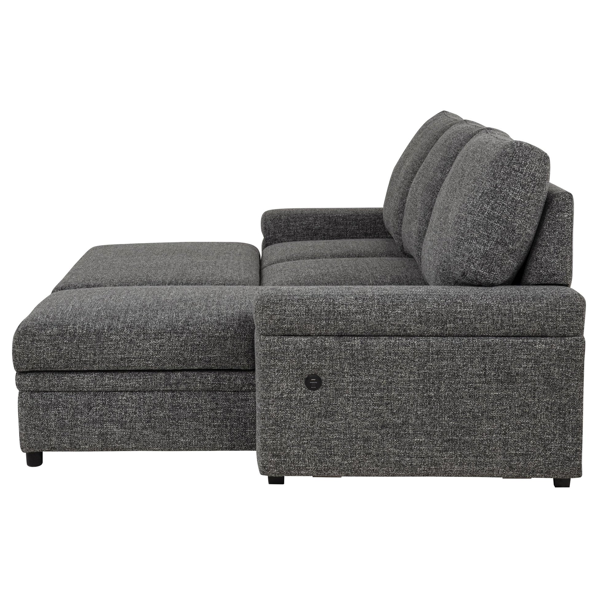  Coaster Furniture Demko 500355 Sleeper Sectional Sofa with Speaker and Storage Chaise - Granite IMAGE 8