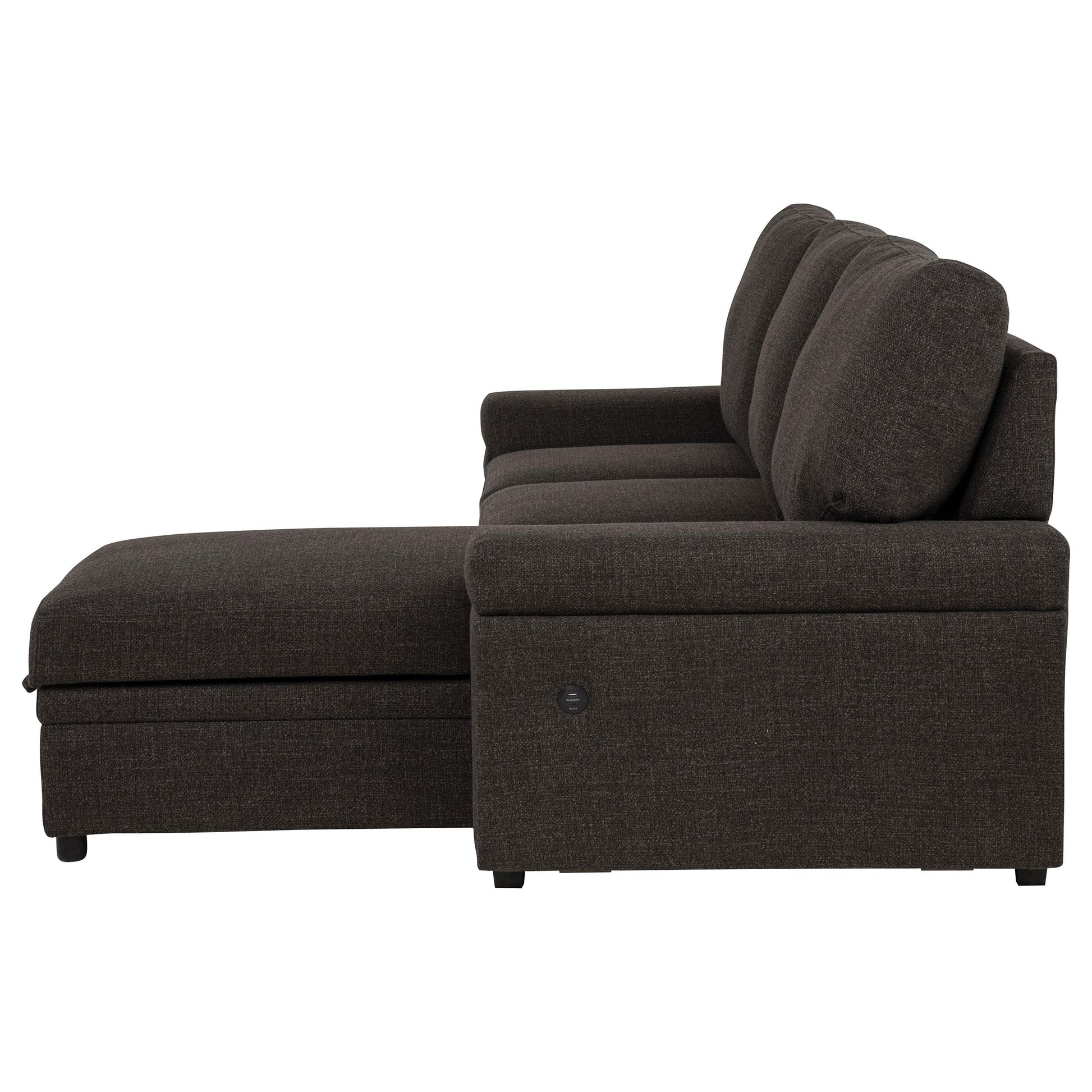  Coaster Furniture Demko 500356 Sleeper Sectional Sofa with Speaker and Storage Chaise - Brown IMAGE 5