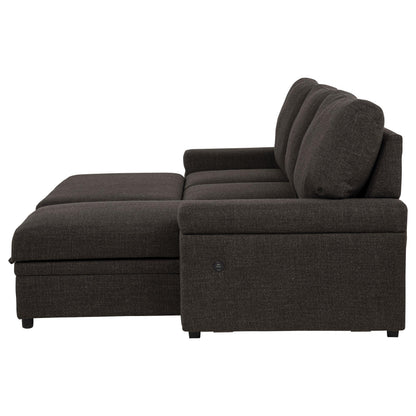  Coaster Furniture Demko 500356 Sleeper Sectional Sofa with Speaker and Storage Chaise - Brown IMAGE 6