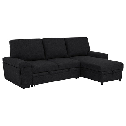  Coaster Furniture Demko 500357 Sleeper Sectional Sofa with Speaker and Storage Chaise - Black IMAGE 1