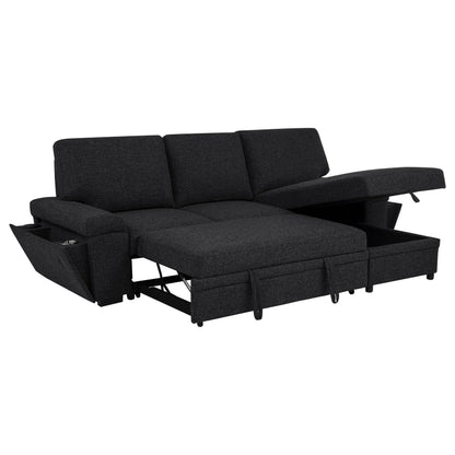  Coaster Furniture Demko 500357 Sleeper Sectional Sofa with Speaker and Storage Chaise - Black IMAGE 3