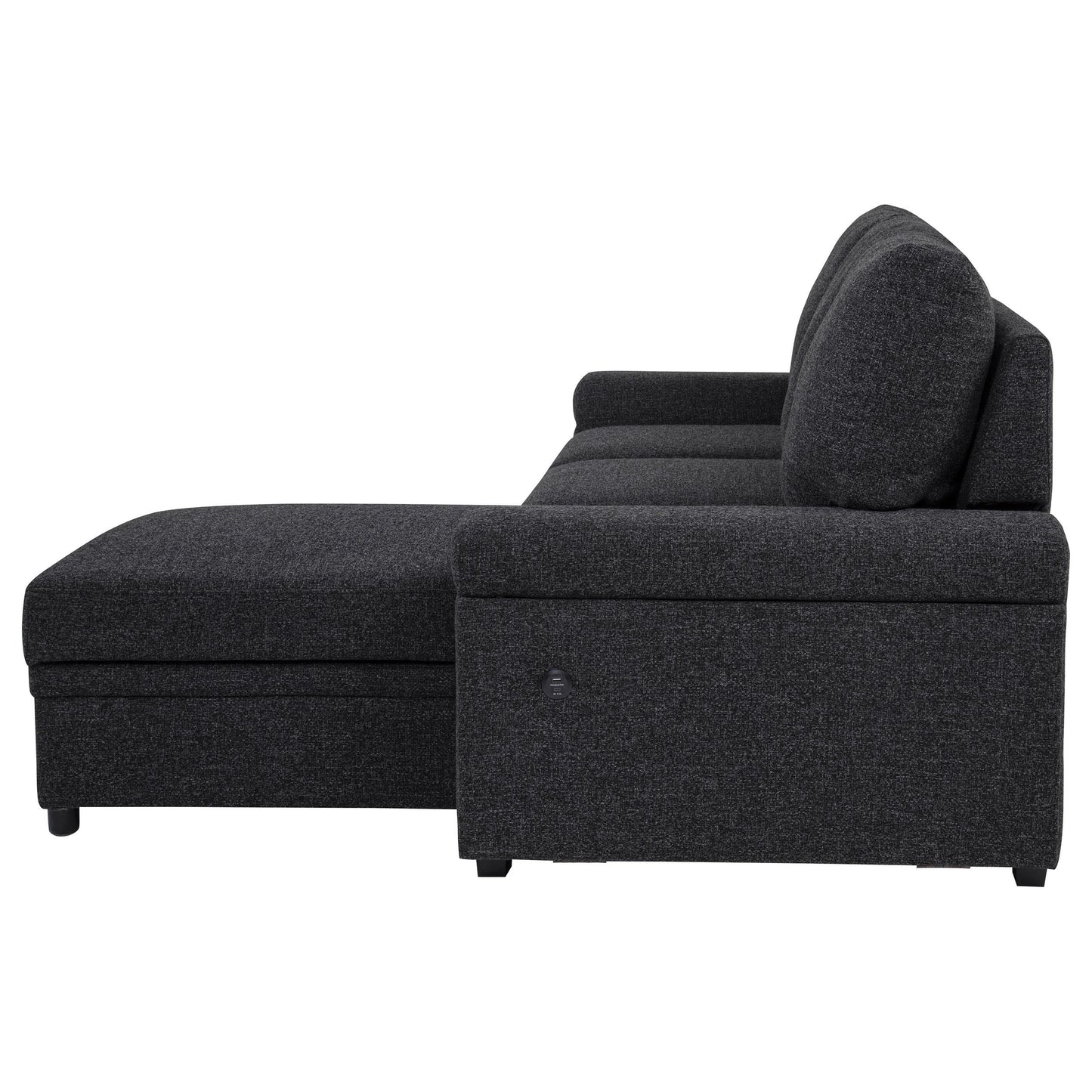  Coaster Furniture Demko 500357 Sleeper Sectional Sofa with Speaker and Storage Chaise - Black IMAGE 4