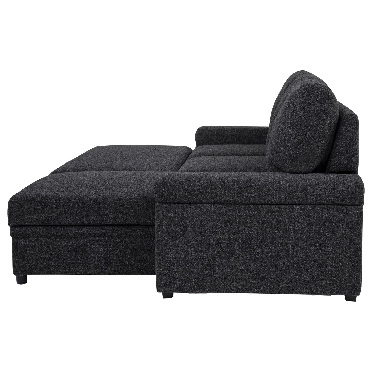  Coaster Furniture Demko 500357 Sleeper Sectional Sofa with Speaker and Storage Chaise - Black IMAGE 7
