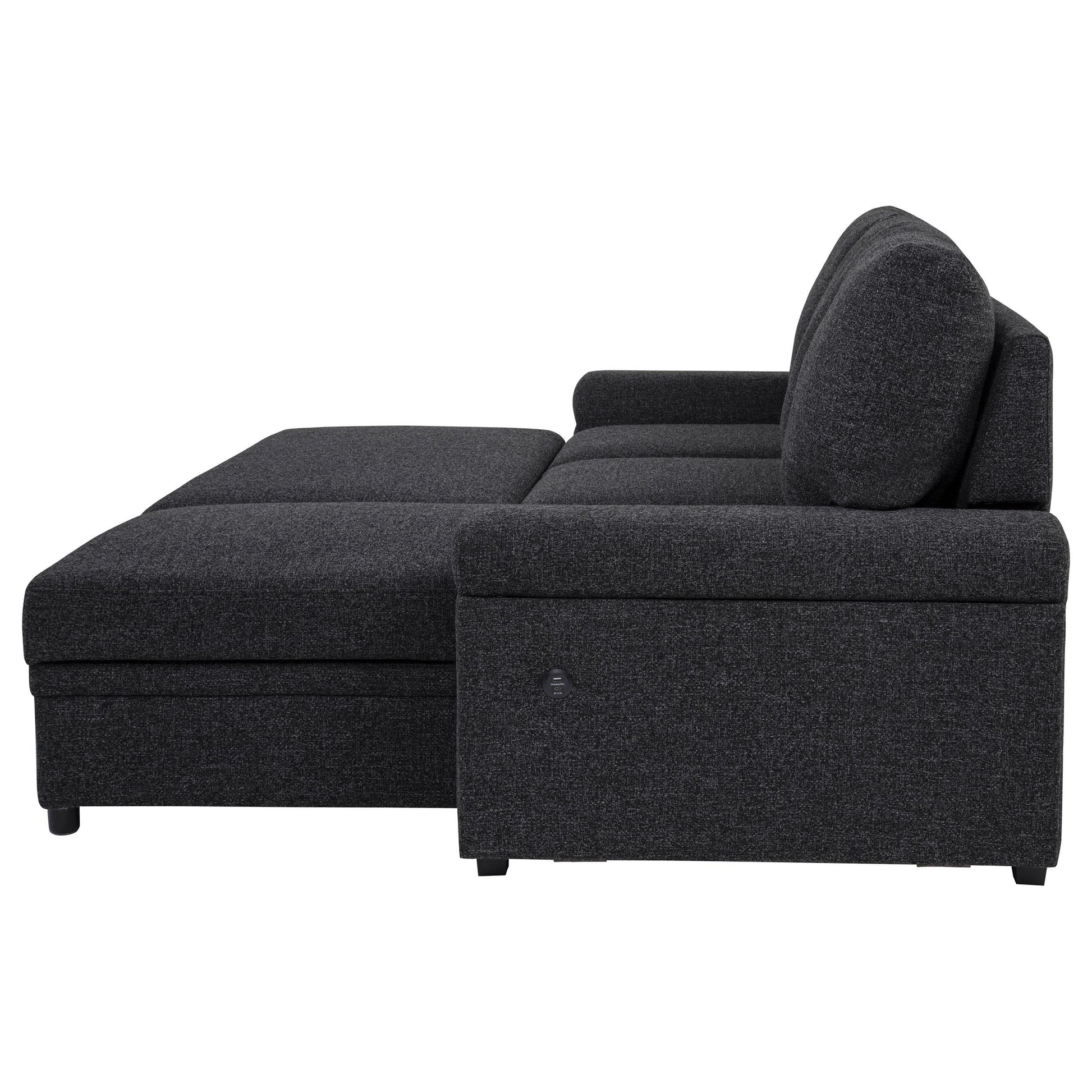  Coaster Furniture Demko 500357 Sleeper Sectional Sofa with Speaker and Storage Chaise - Black IMAGE 7