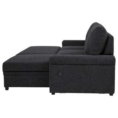  Coaster Furniture Demko 500357 Sleeper Sectional Sofa with Speaker and Storage Chaise - Black IMAGE 7