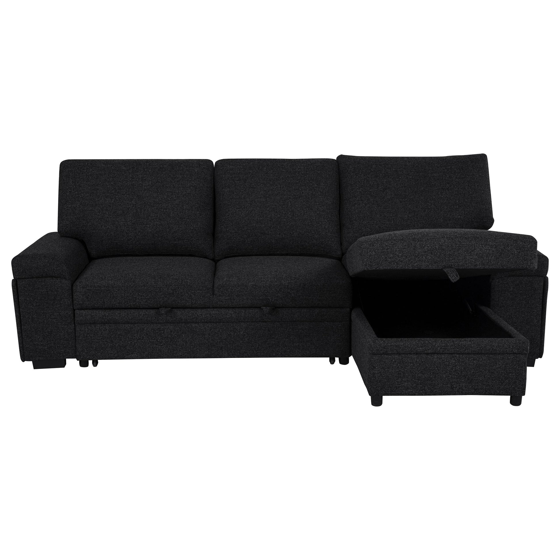  Coaster Furniture Demko 500357 Sleeper Sectional Sofa with Speaker and Storage Chaise - Black IMAGE 8