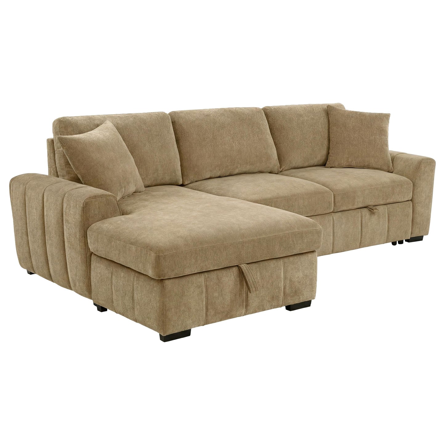  Coaster Furniture Pastrana 500358 Upholstered Sleeper Sectional Sofa LAF Chaise - Camel IMAGE 1