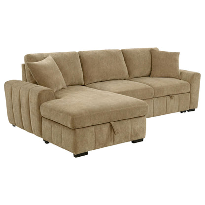  Coaster Furniture Pastrana 500358 Upholstered Sleeper Sectional Sofa LAF Chaise - Camel IMAGE 1