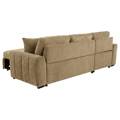  Coaster Furniture Pastrana 500358 Upholstered Sleeper Sectional Sofa LAF Chaise - Camel IMAGE 11
