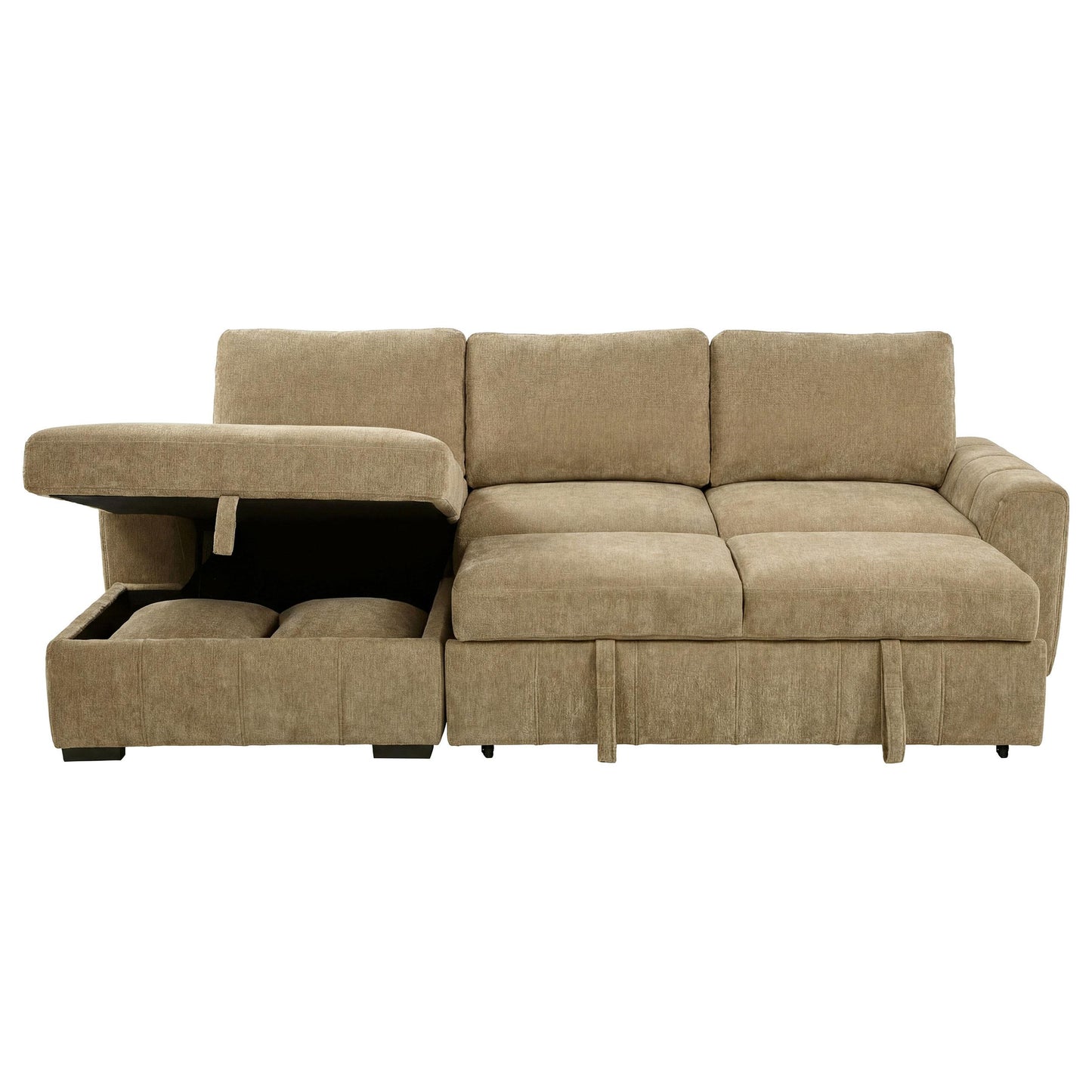  Coaster Furniture Pastrana 500358 Upholstered Sleeper Sectional Sofa LAF Chaise - Camel IMAGE 5