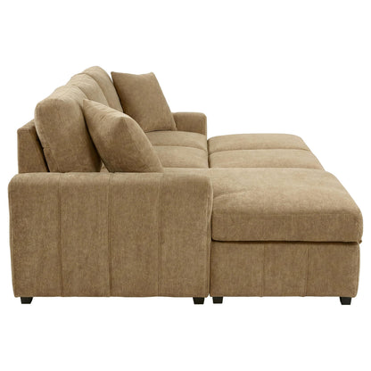 Coaster Furniture Pastrana 500358 Upholstered Sleeper Sectional Sofa LAF Chaise - Camel IMAGE 6
