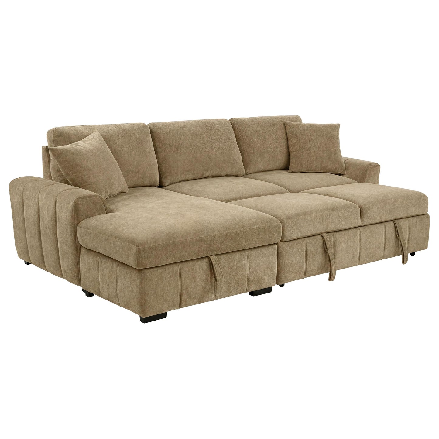  Coaster Furniture Pastrana 500358 Upholstered Sleeper Sectional Sofa LAF Chaise - Camel IMAGE 7