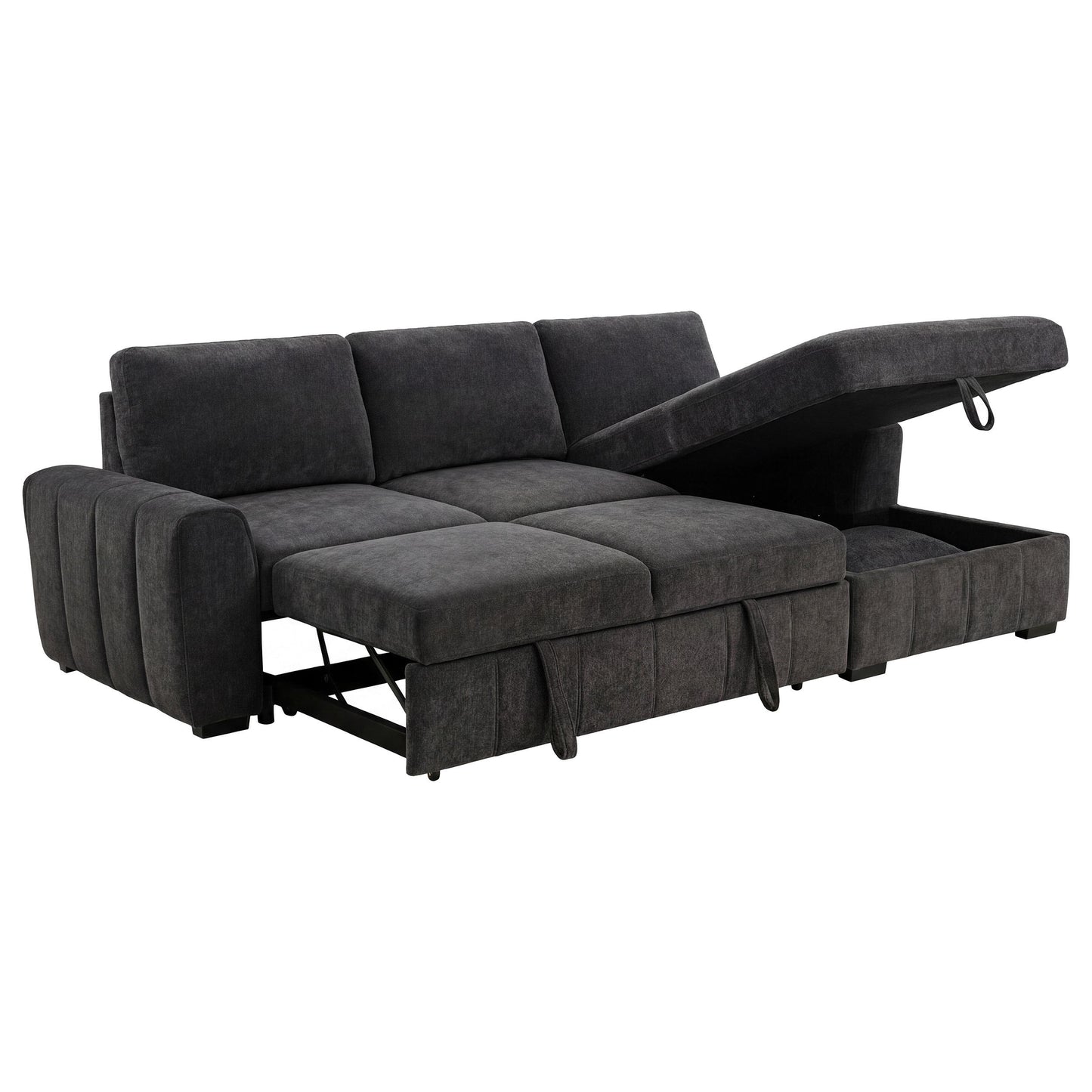  Coaster Furniture Pastrana 500359 Upholstered Sleeper Sectional Sofa RAF Chaise - Grey IMAGE 2