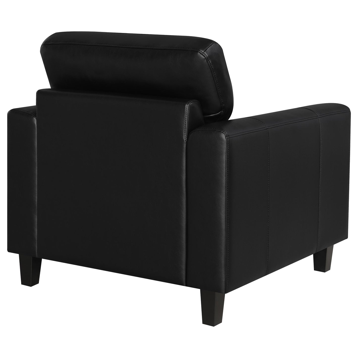  Coaster Furniture Scotland 504666 Faux Leather Upholstered Track Arm Chair - Black IMAGE 1