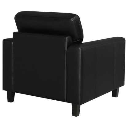  Coaster Furniture Scotland 504666 Faux Leather Upholstered Track Arm Chair - Black IMAGE 1
