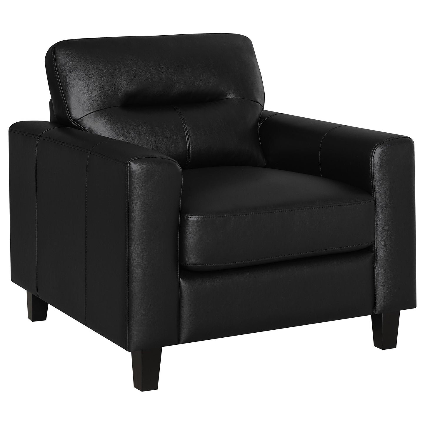  Coaster Furniture Scotland 504666 Faux Leather Upholstered Track Arm Chair - Black IMAGE 2