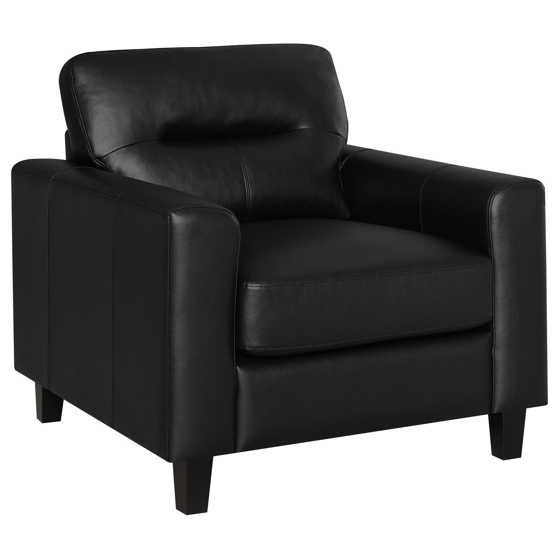  Coaster Furniture Scotland 504666 Faux Leather Upholstered Track Arm Chair - Black IMAGE 2