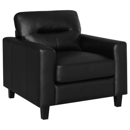  Coaster Furniture Scotland 504666 Faux Leather Upholstered Track Arm Chair - Black IMAGE 2