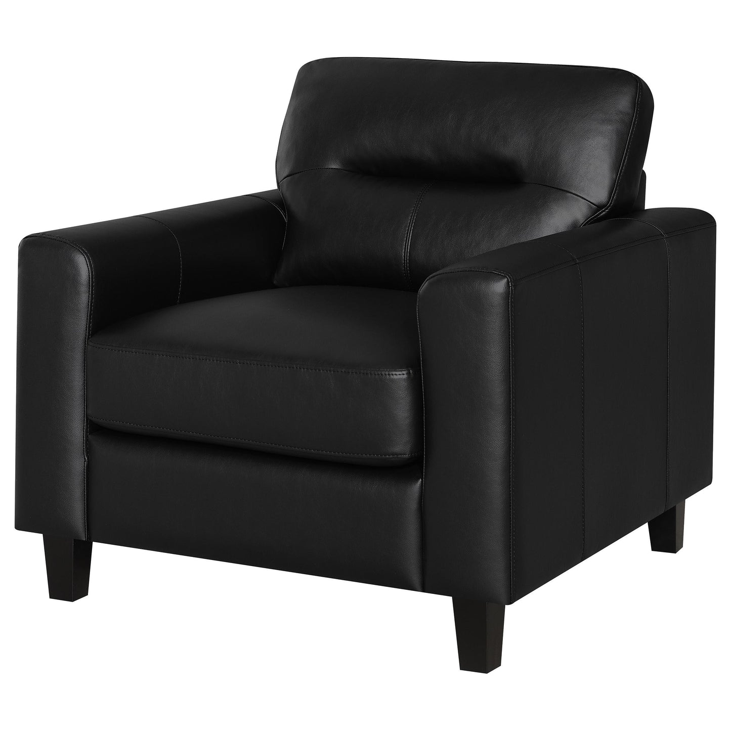  Coaster Furniture Scotland 504666 Faux Leather Upholstered Track Arm Chair - Black IMAGE 3