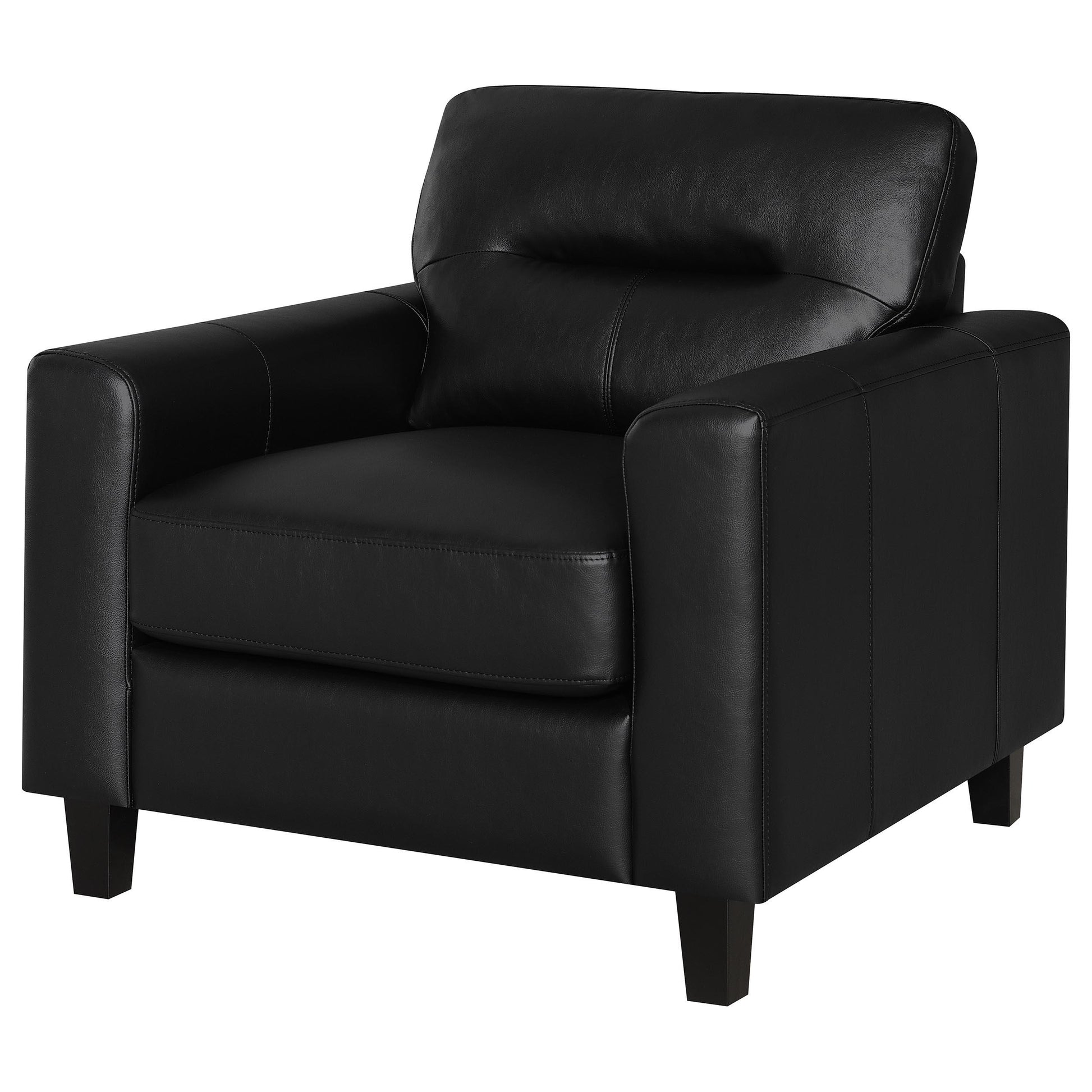  Coaster Furniture Scotland 504666 Faux Leather Upholstered Track Arm Chair - Black IMAGE 3